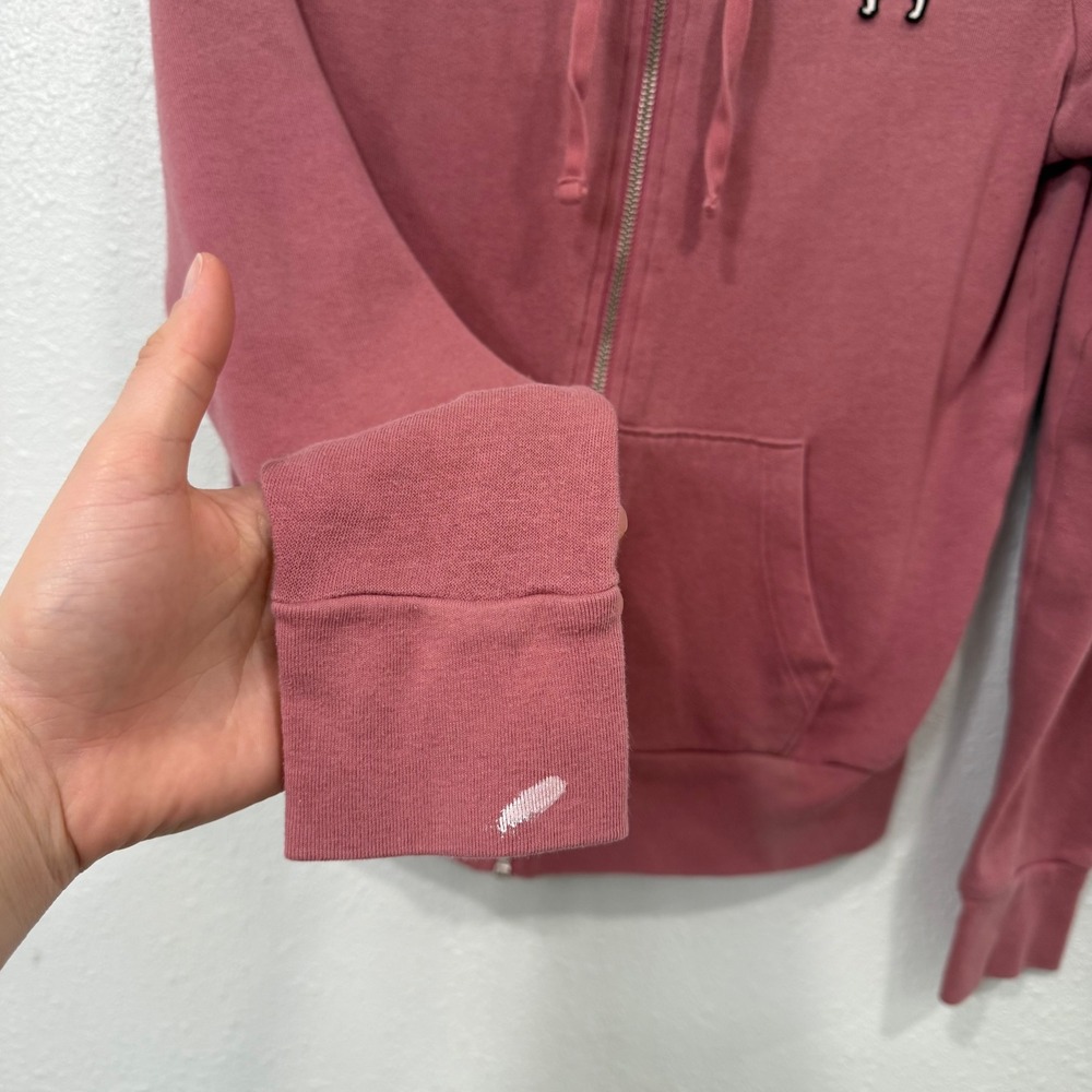 Pink Victoria's Secret Full Zip Hoodie Mauve White Floral Logo XS - Picture 3 of 8